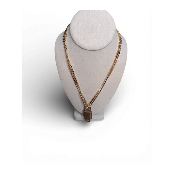 Authentic Louis Vuitton Lock & Key 301 Gold Padlock w 20” Gold Plated Chain - Picture 2 of 14